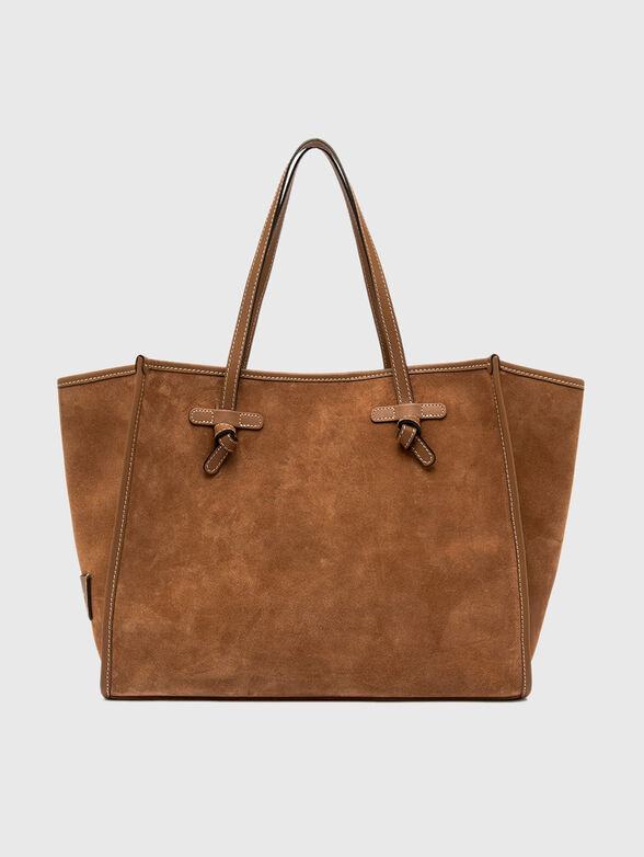 MARCELLA suede bag in beige - 1