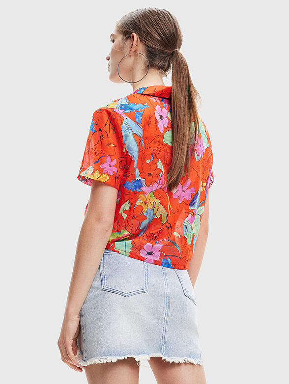 LAOS cropped shirt with floral print - 3