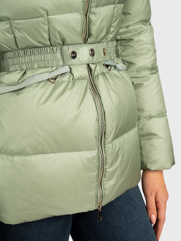 Padded jacket with faux fur collar in beige color - 5