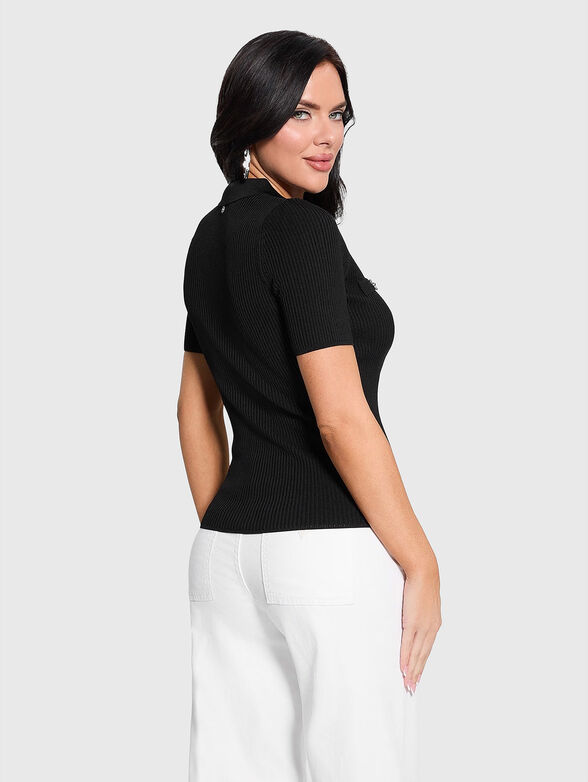 Polo shirt with accent buttons in black - 3