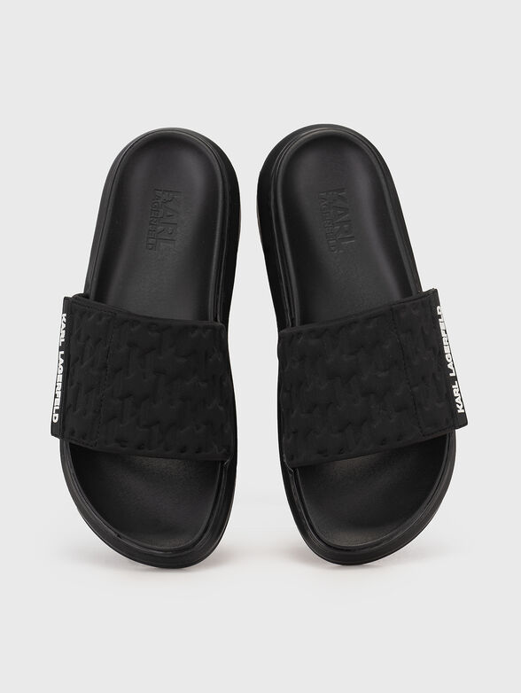 KAPRI black slippers with monogram logo accent - 6
