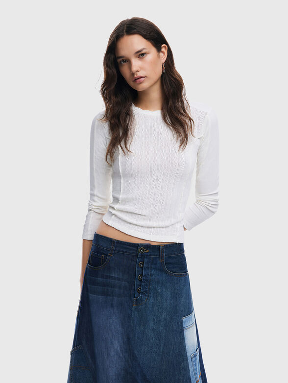 Cotton sweater with oval neckline - 1