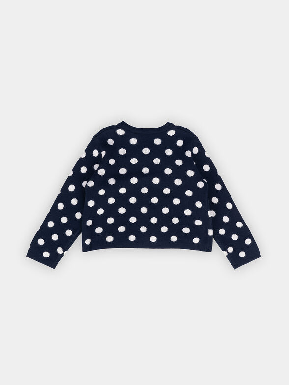 Blue dotted viscose blend cardigan - 2