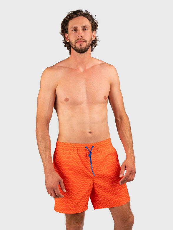 Beach shorts with logo print in grey - 1