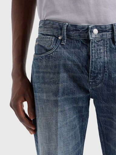 Blue jeans with washed effect and logo - 4