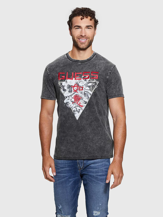 T-shirt with oval neckline and print - 1