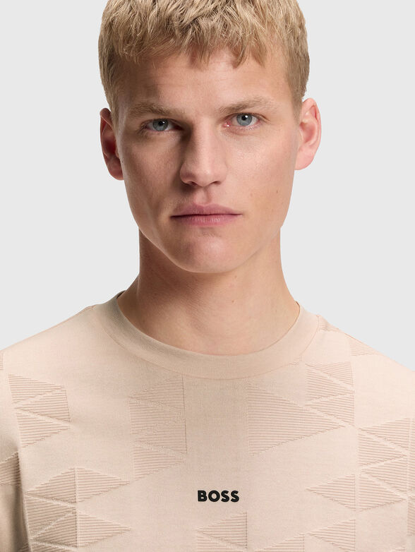 Cotton T-shirt with textured pattern - 4