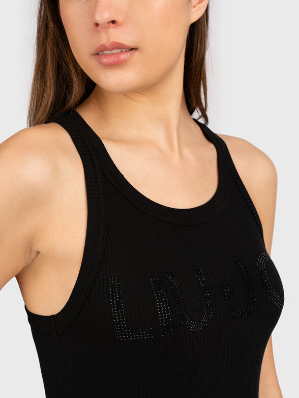Black top with logo and gemstones - 4