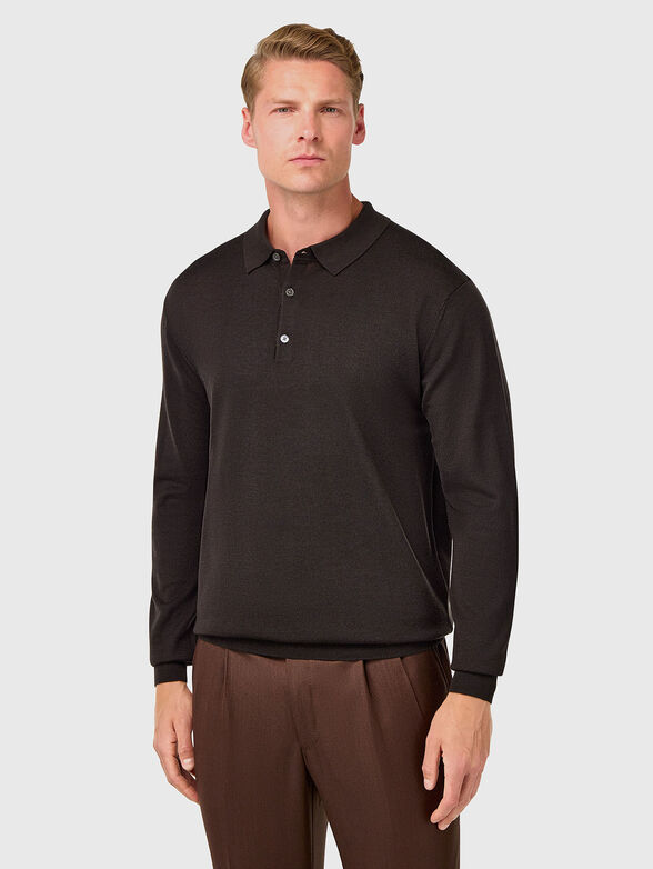 Wool sweater in dark brown - 1
