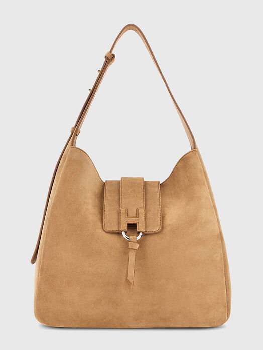 Suede bag with logo