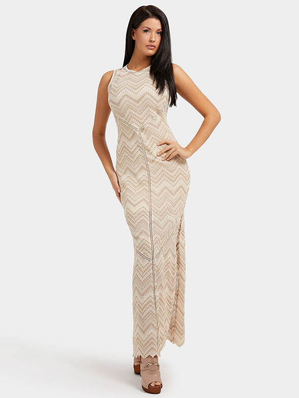 knitted dress midi Blue Pointelle Knit Midi Dress – self-portrait-US