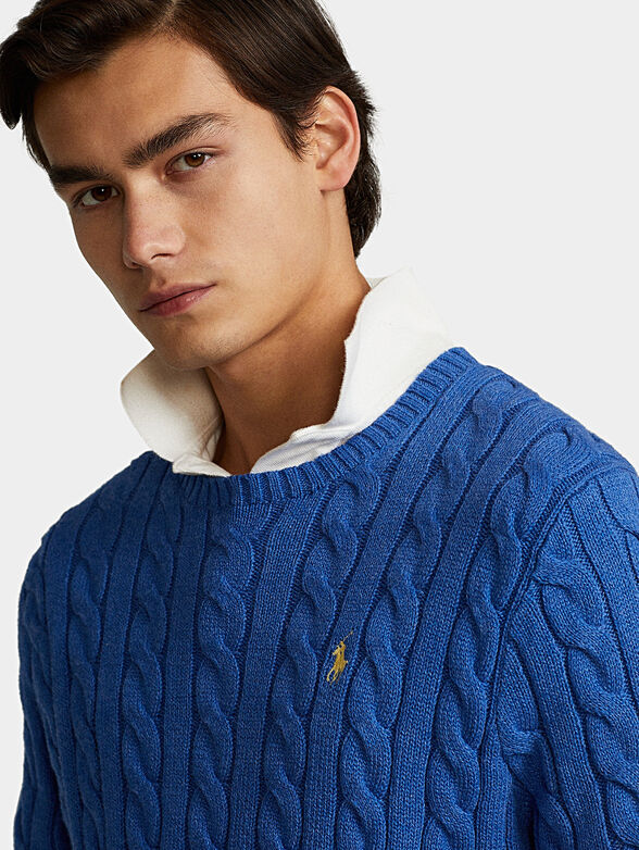 Sweater in blue color with logo embroidery - 3