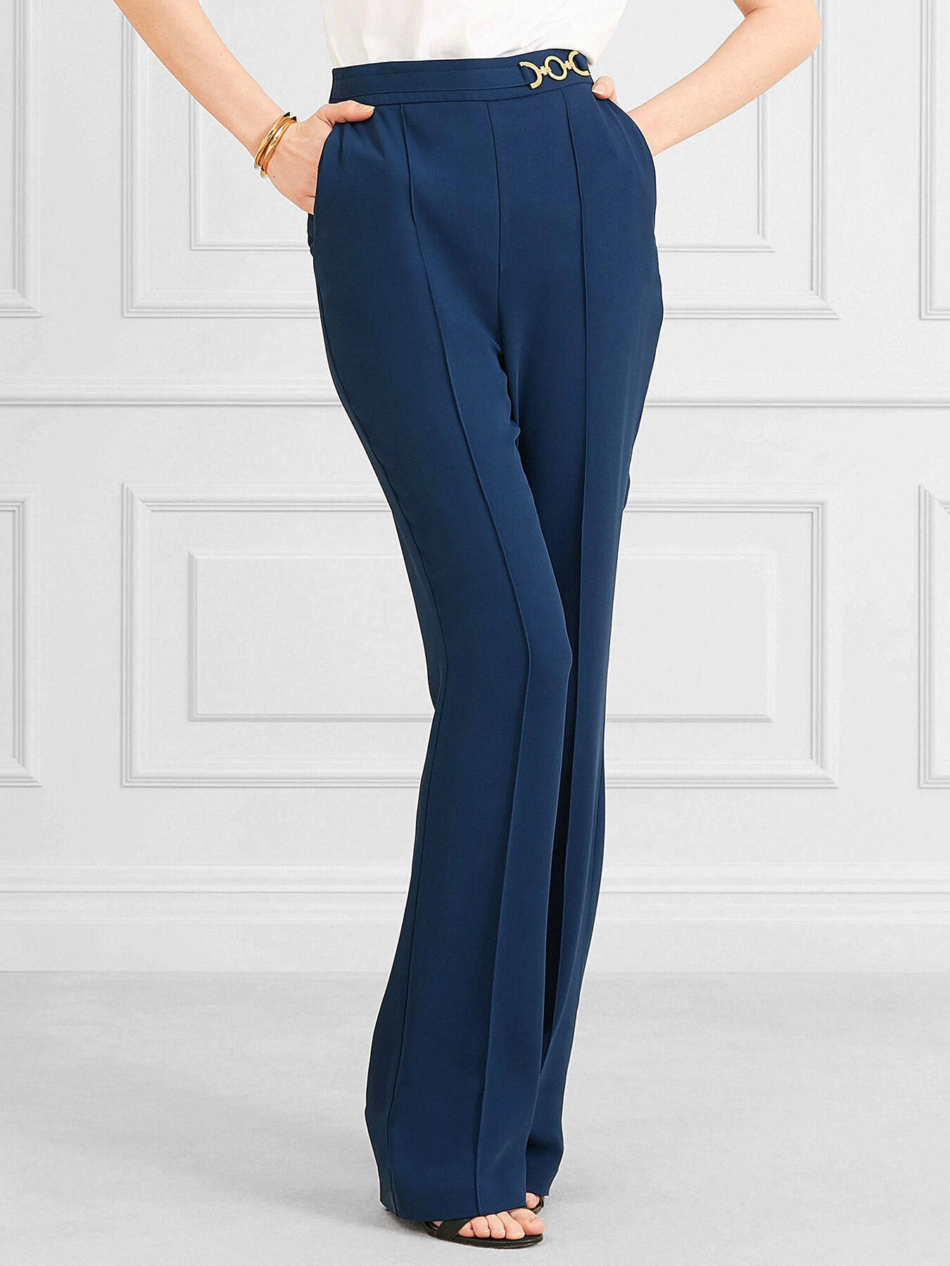 パンツ GOLDEN  Women Straight Pants GWP02133P00185150100 BLUE MARYAM trousers in dark blue color brand Marciano
