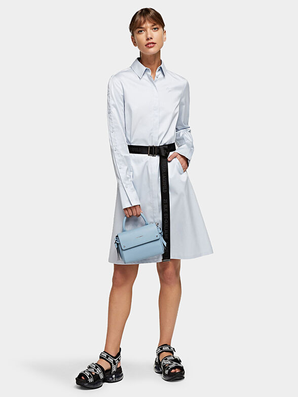 Poplin shirt dress with contrasting bel - 4