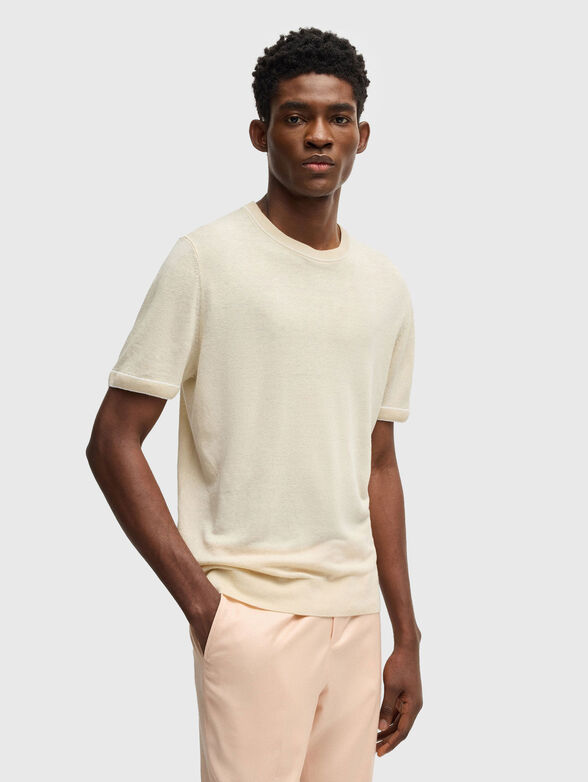 Linen sweater with accent stitching - 1