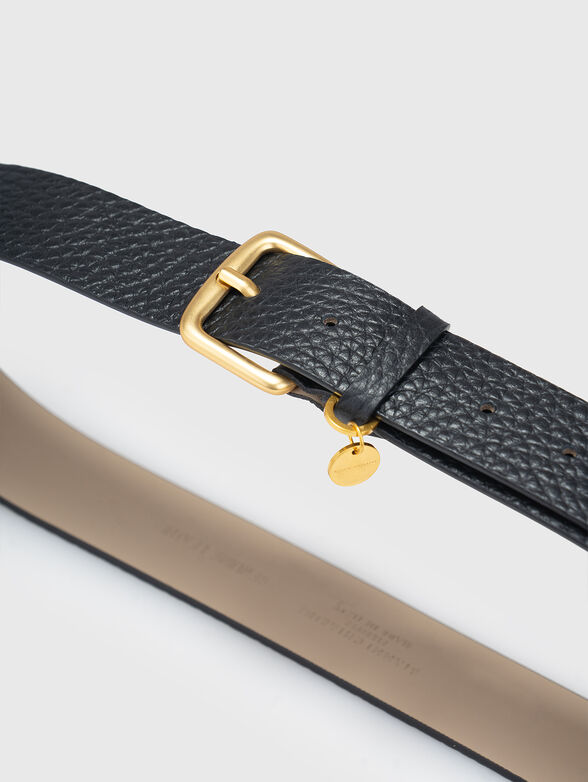 Black genuine leather belt - 2