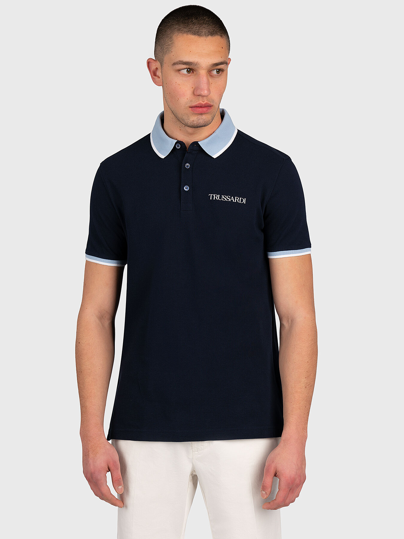 Polo shirt in dark blue brand TRUSSARDI Globalbrandsstore en