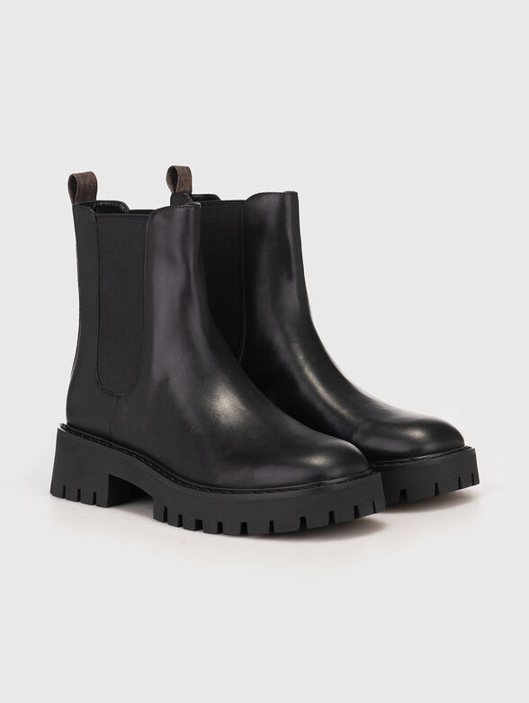 Leather boots with contrast monogram element - 2