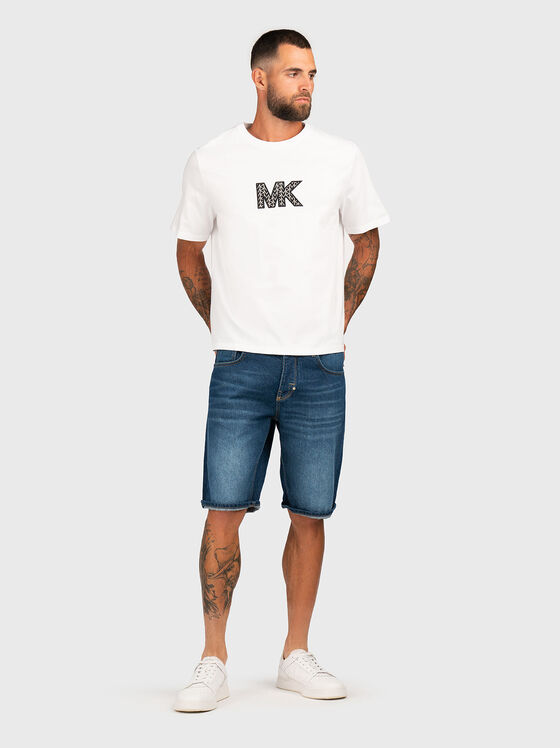 Памучна тениска с овално деколте и лого - 2