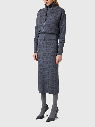 Wool blend skirt with monogram logo - 5