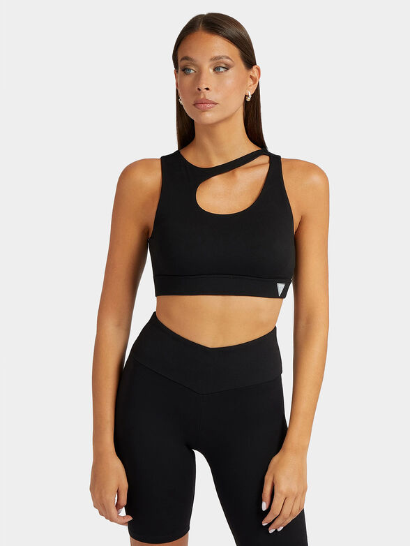 EVALYN cutout black sports top brand GUESS —