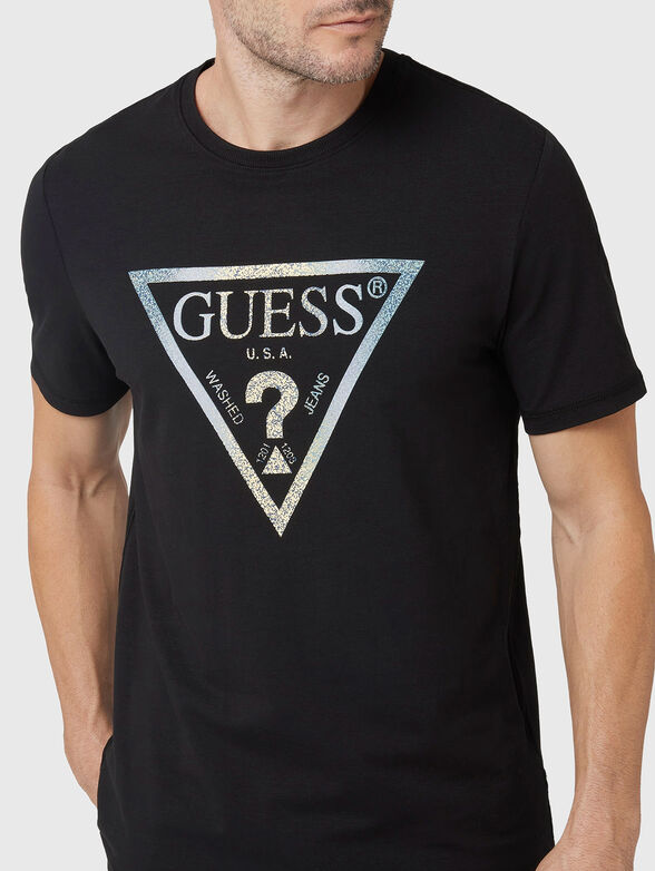 Black T-shirt with logo print - 4