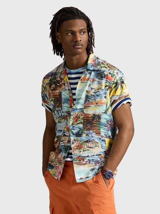 Риза с къс ръкав и пачуърк принт - 1