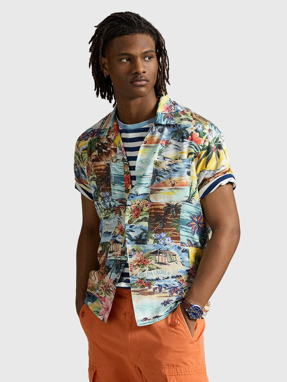 Short-sleeved shirt with patchwork print - 1