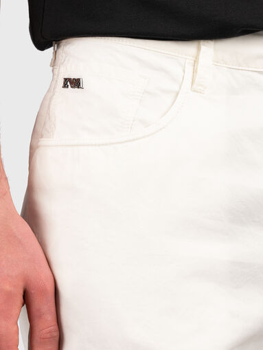 White cotton jeans with logo detail - 4