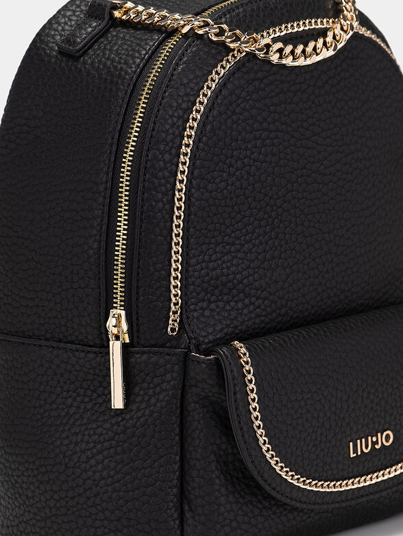 Black backpack with accent chains - 4