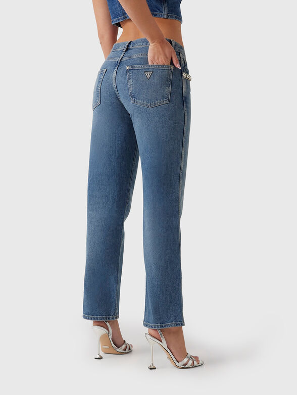 Jeans with appliquéd crystals on the pockets - 1