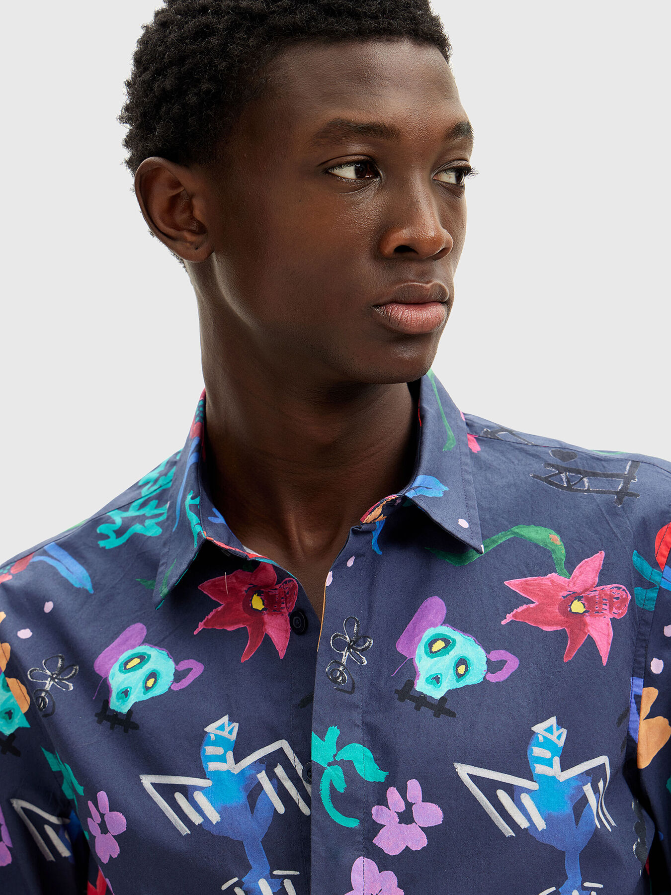 Dark blue shirt with print brand DESIGUAL Globalbrandsstore en
