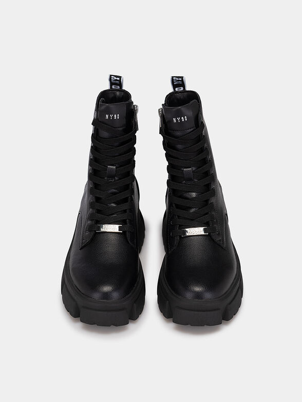 TANKER leather boots with metal logo plate - 6
