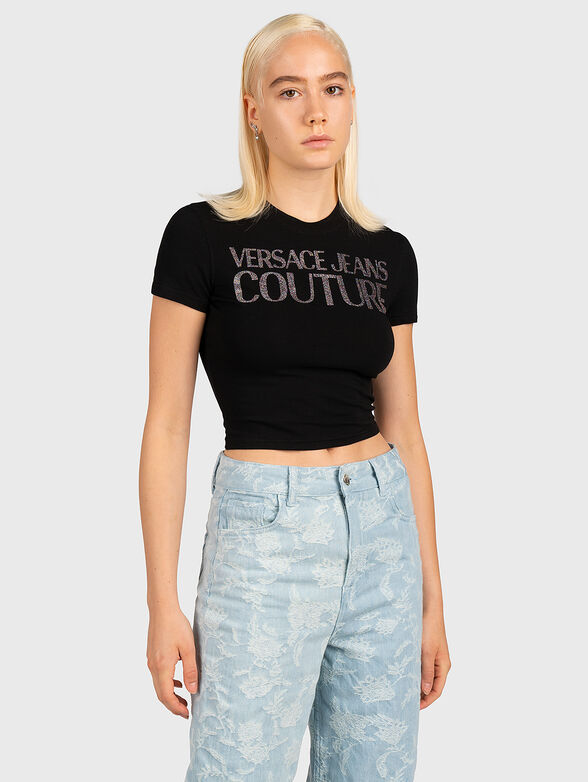 Black T-shirt with shiny logo - 1