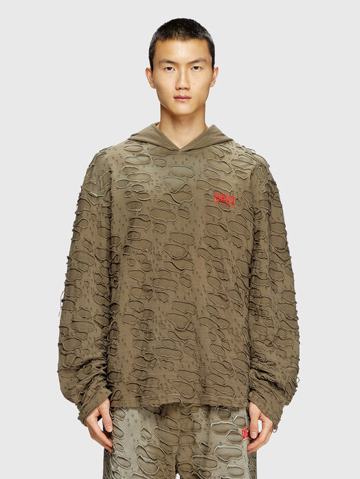 T-CRANE black sweatshirt with accent rips