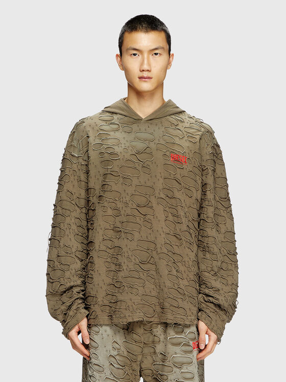 Суитшърт T-CRANE с акцентни накъсвания - 1