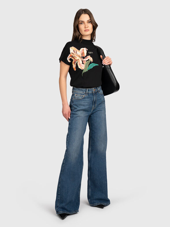 Cotton T-shirt with floral accent - 2