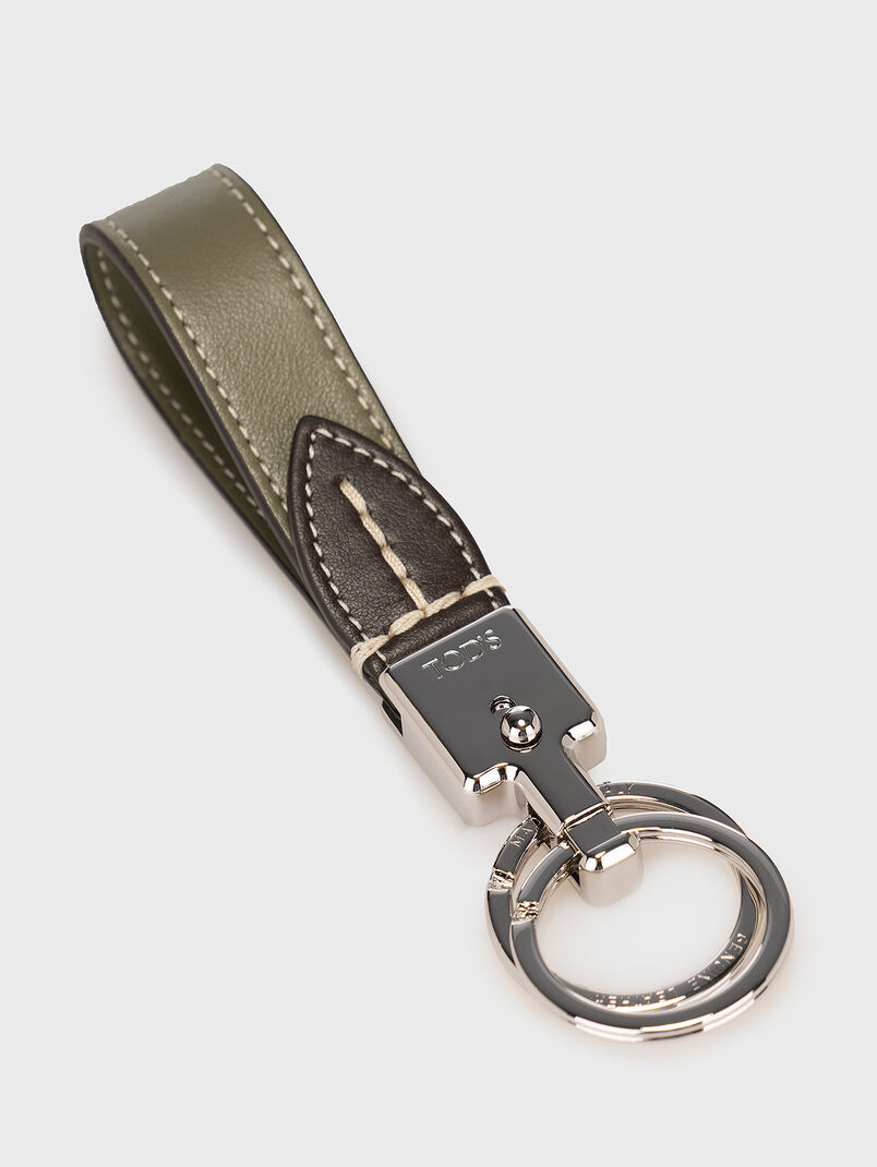 Green leather keyring - 3