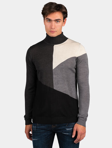 Turtleneck sweater with color-block effect - 1
