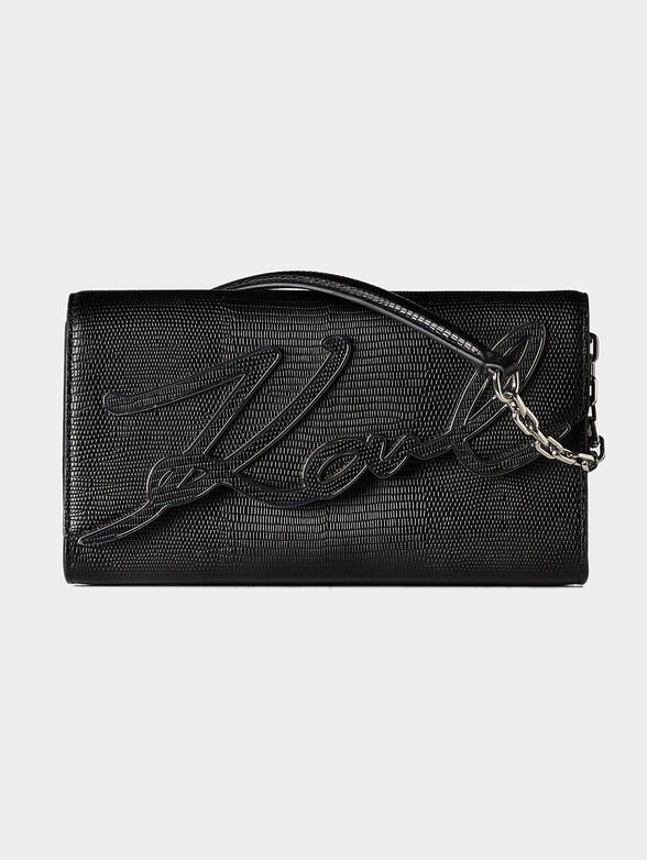 Leather bag with accentuating logo K/SIGNATURE - 1