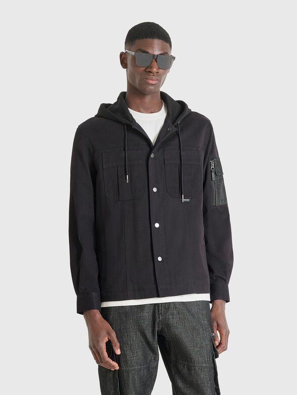 Hooded jacket with accent pockets - 1
