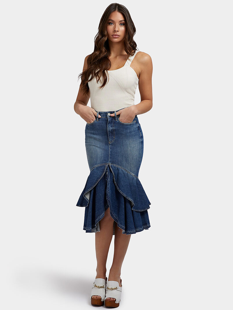 MARINA denim skirt with ruffles - 3
