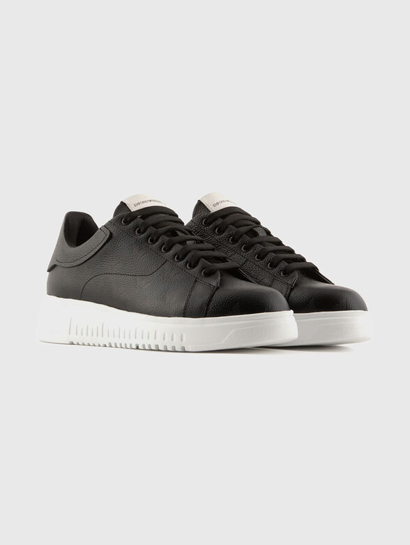 Black leather sneakers - 1