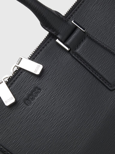 Leather document bag with an embossed texture - 4