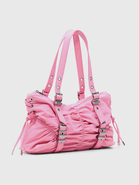 Pink nylon bag with buckles - 4