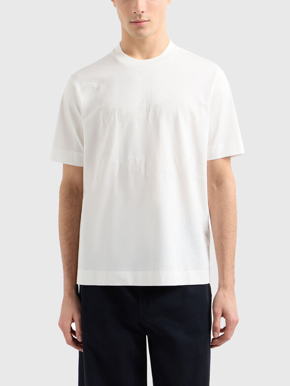 White T-shirt with oval neckline - 1