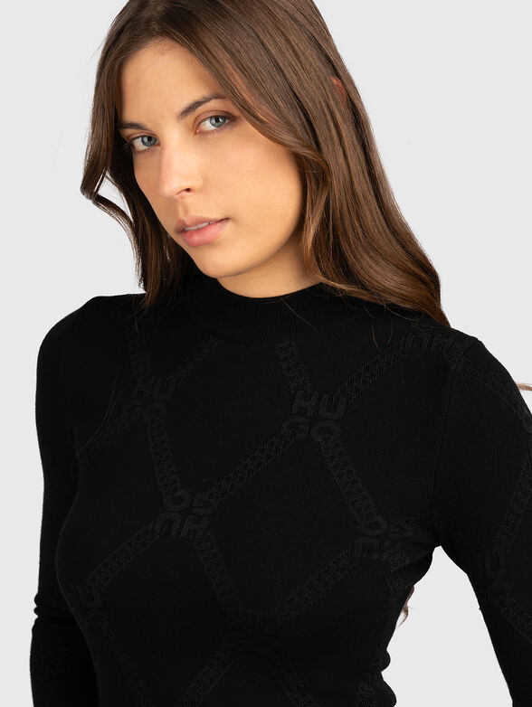 SATER black sweater with monogram logo - 4