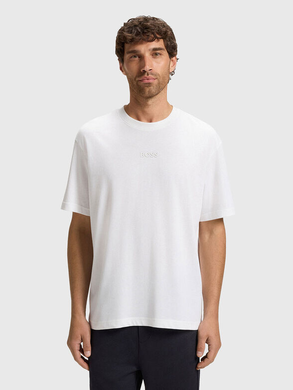 T-shirt with oval neckline in black  - 1