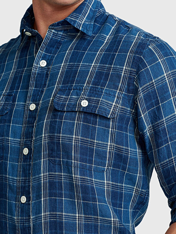 Classic fit indigo linen shirt - 4