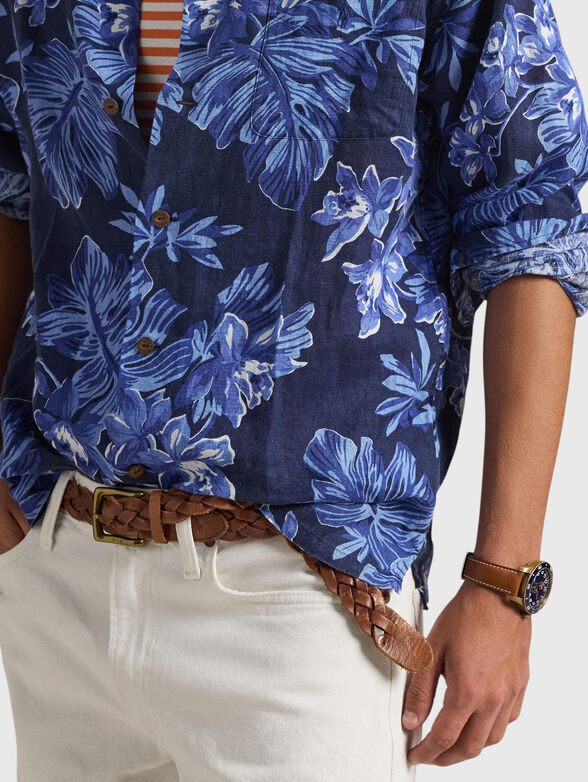 Linen shirt with floral motifs - 4